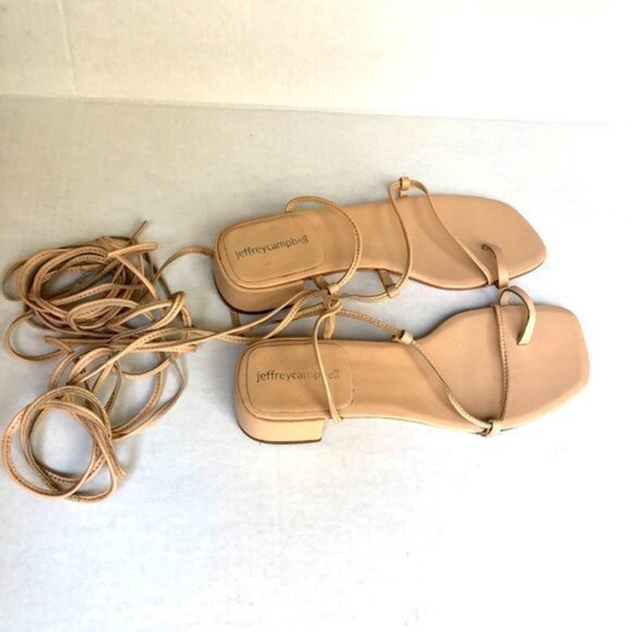 Jeffrey Campbell wrap nude leather sandals size 7 NEW - Picture 3 of 7